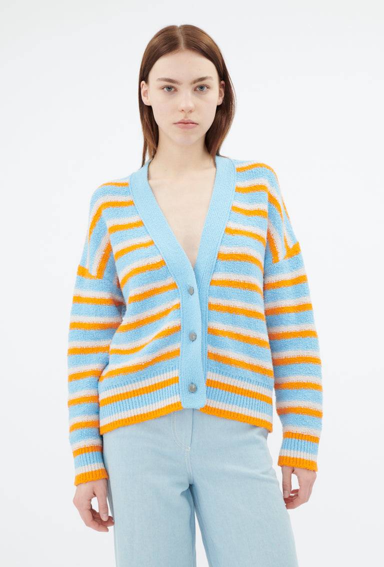 Odeeh Lido Stripe Cardigan, Himmelblau Letzter Tag