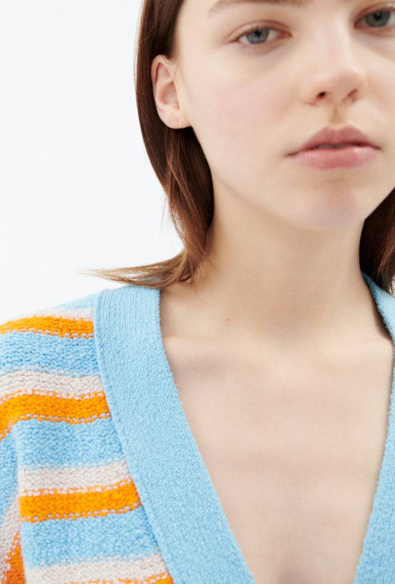 Odeeh Lido Stripe Cardigan, Himmelblau Letzter Tag