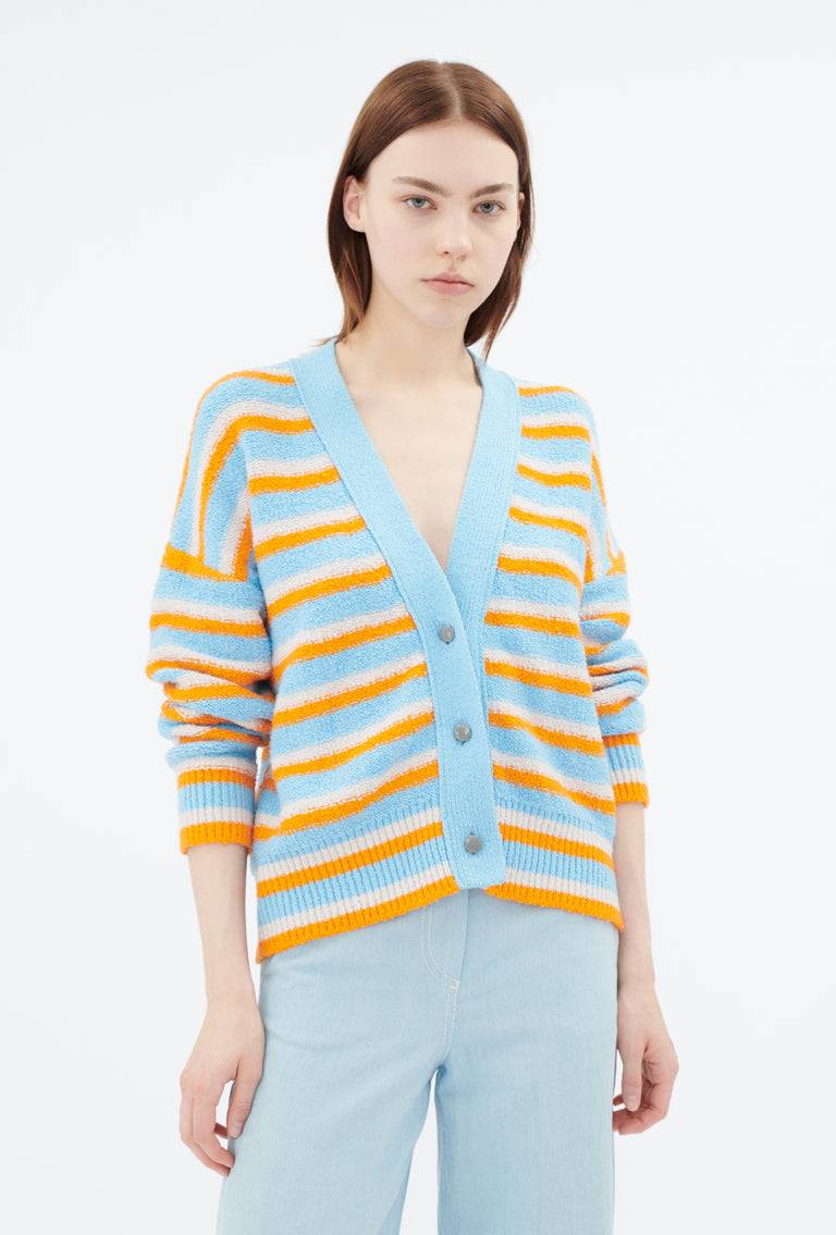 Odeeh Lido Stripe Cardigan, Himmelblau Letzter Tag