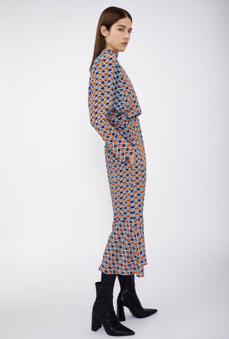 Odeeh Crossed Waves Kleid, Glowing Orange Rabatte dieses Monats