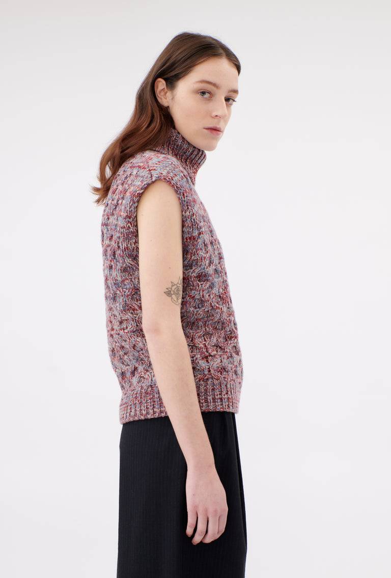 Odeeh Cash-Wool-Mouline Pullunder, Marble Red 2025