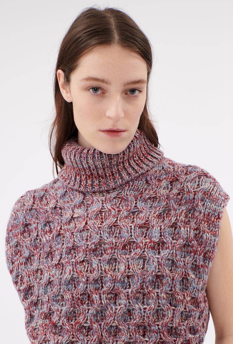 Odeeh Cash-Wool-Mouline Pullunder, Marble Red 2025