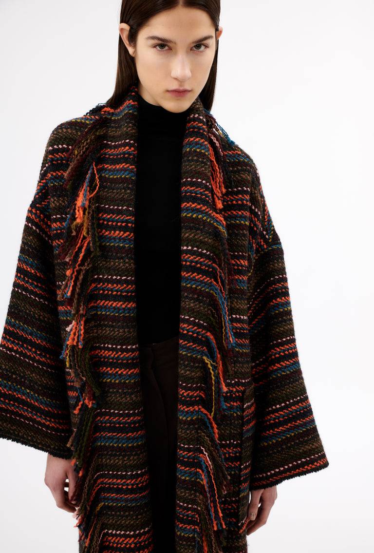 Odeeh Multicolor Stripe Mantel, Charcoal Fabrikverkauf