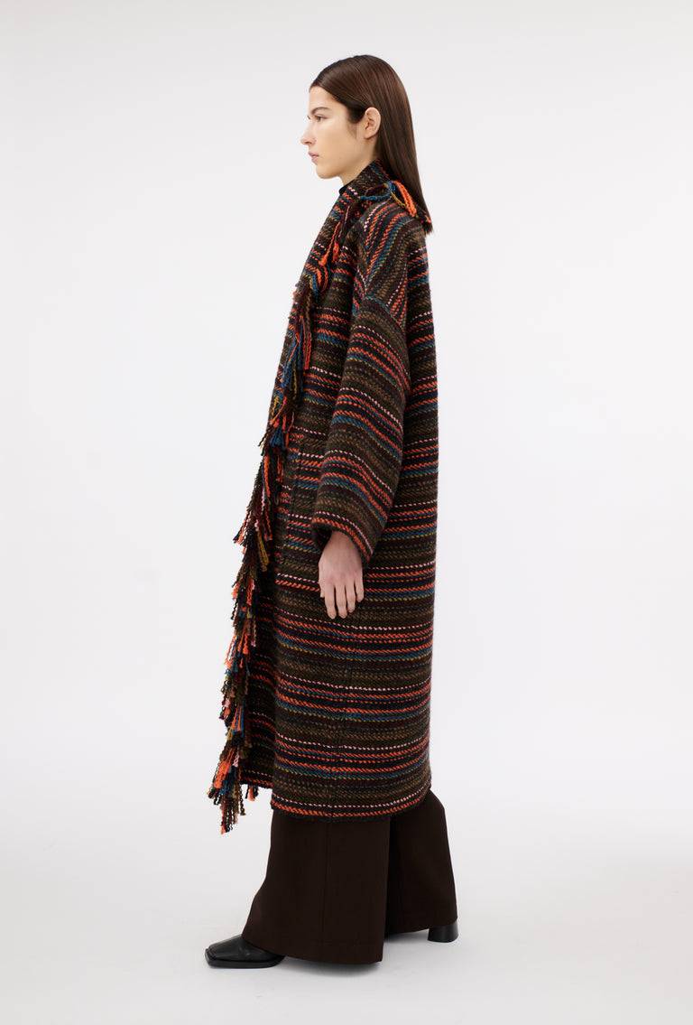 Odeeh Multicolor Stripe Mantel, Charcoal Fabrikverkauf