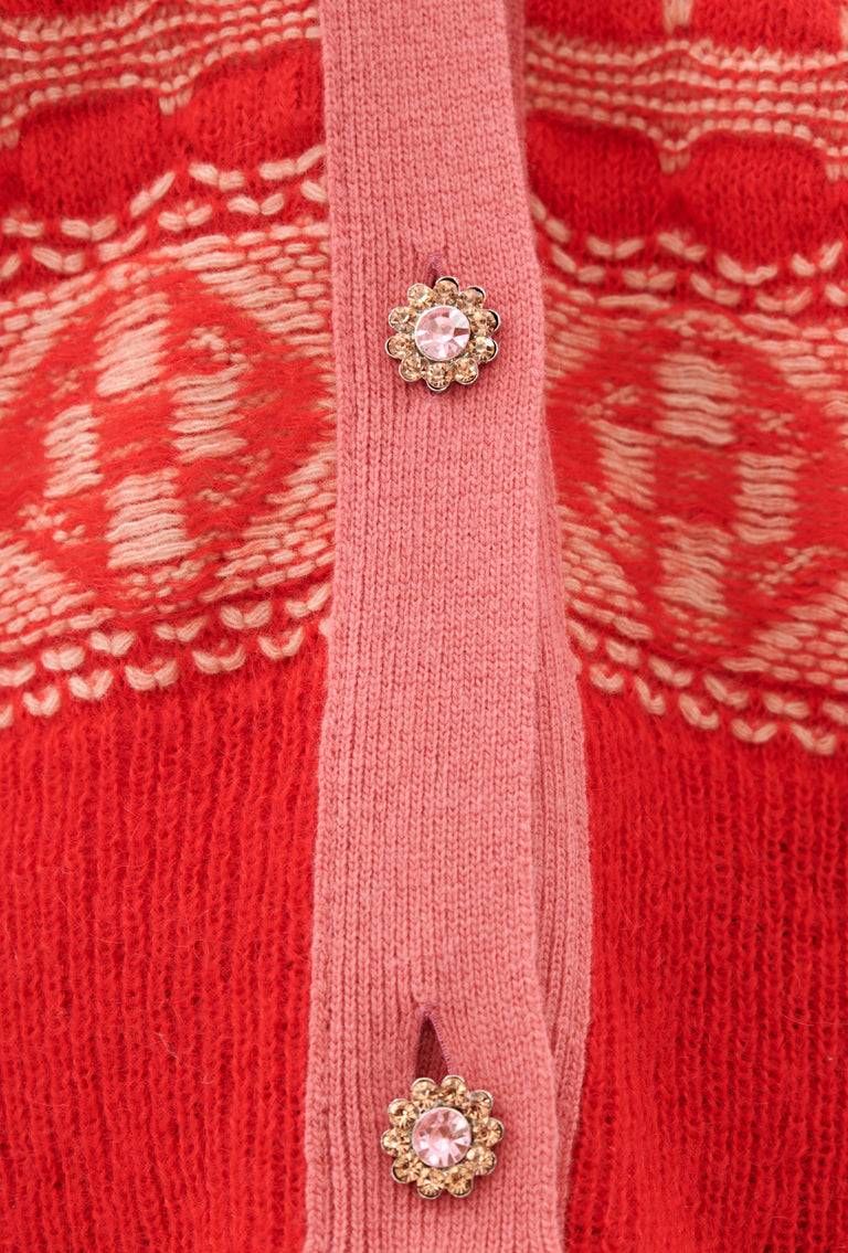 Odeeh Graphic Norwegian Cardigan, Geranium Fabrik Onlineshop