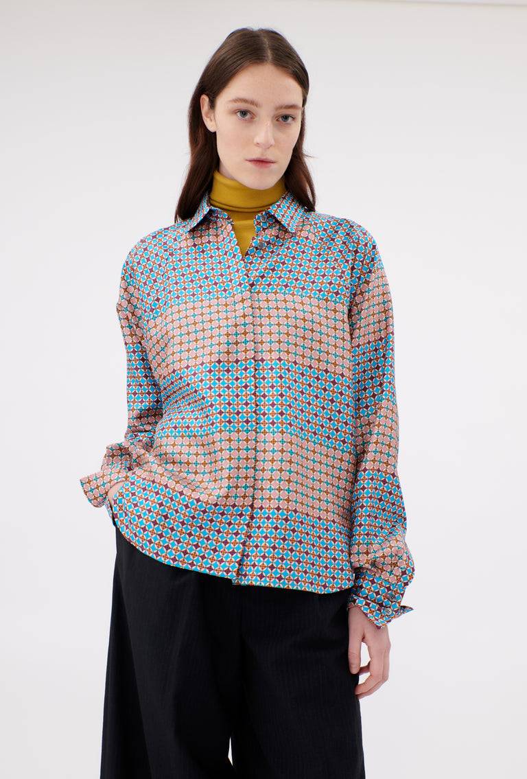 Odeeh Mini Tiles Bluse, Cerulean Rabatt