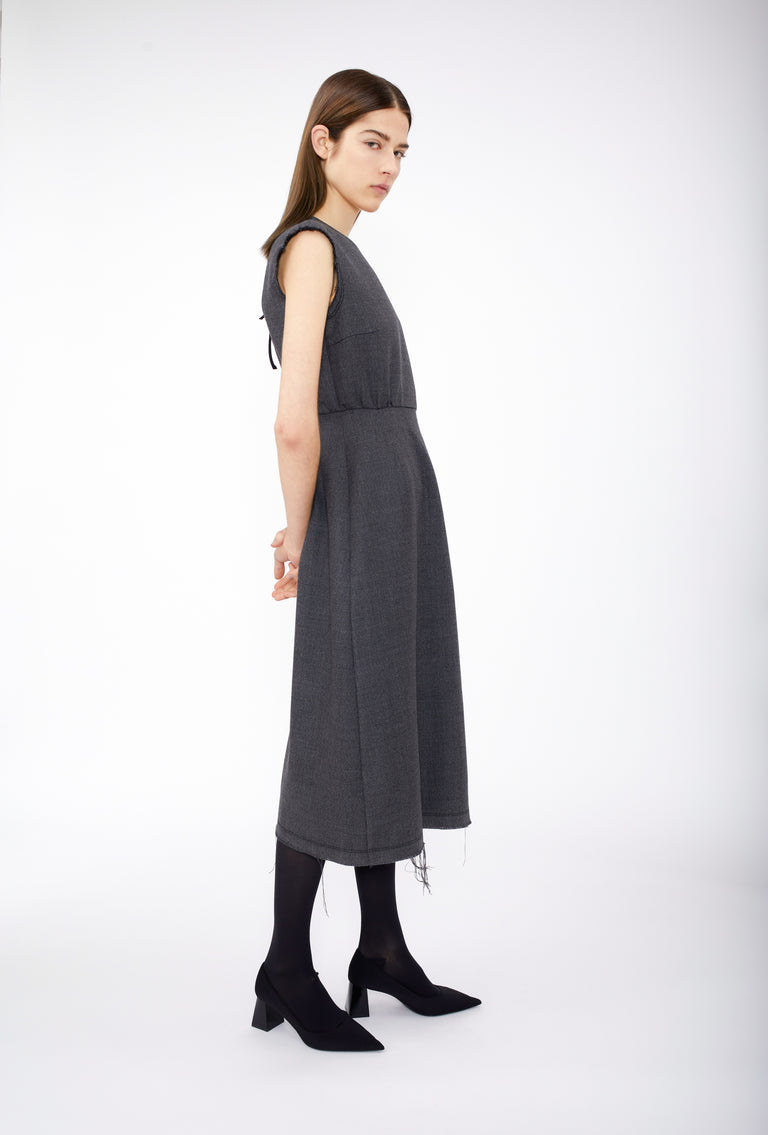 Odeeh Savile Row Wool Pique Kleid, Charcoal Günstig kaufen