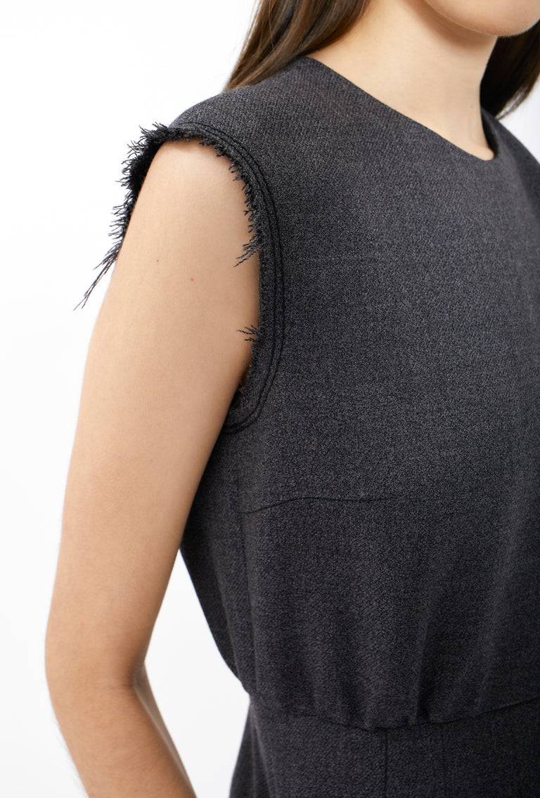 Odeeh Savile Row Wool Pique Kleid, Charcoal Günstig kaufen