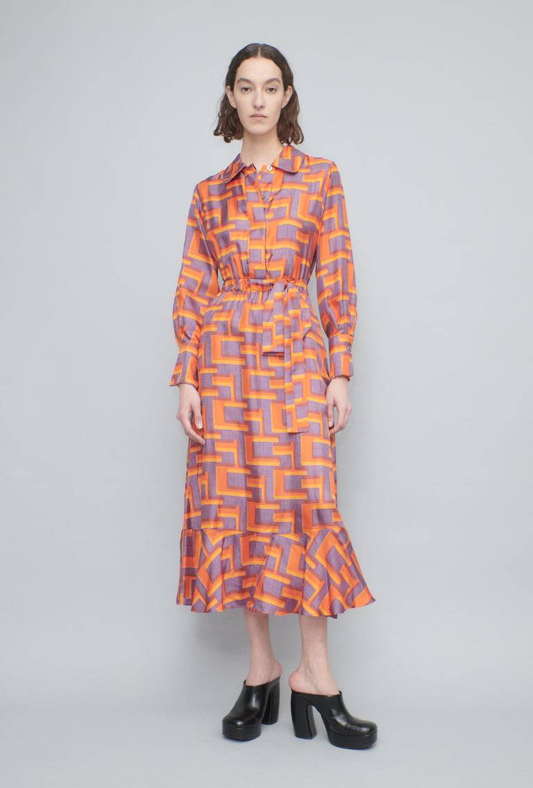 Odeeh Pop Art Maze Kleid, Glowing Orange Versandkostenfrei