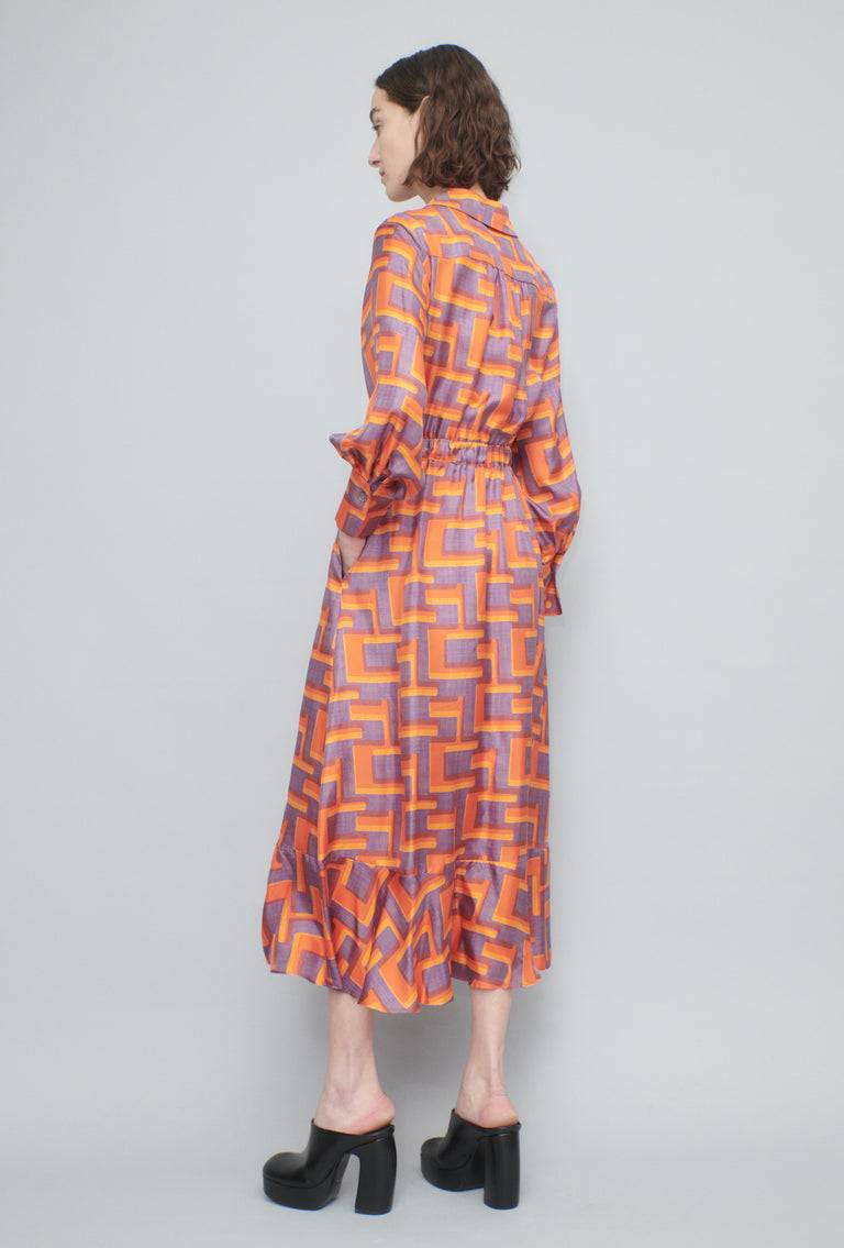 Odeeh Pop Art Maze Kleid, Glowing Orange Versandkostenfrei