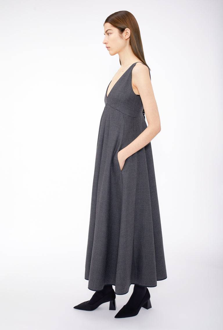 Odeeh Savile Row Wool Pique Kleid, Charcoal Großer Ausverkauf