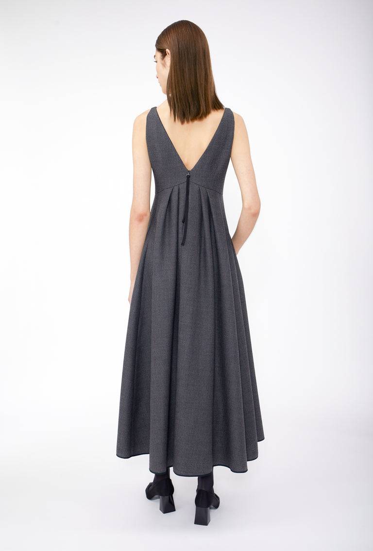 Odeeh Savile Row Wool Pique Kleid, Charcoal Großer Ausverkauf