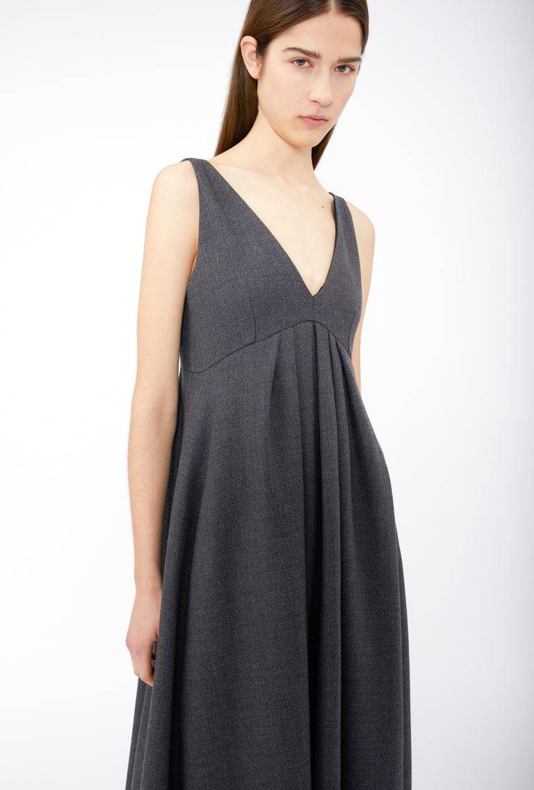 Odeeh Savile Row Wool Pique Kleid, Charcoal Großer Ausverkauf