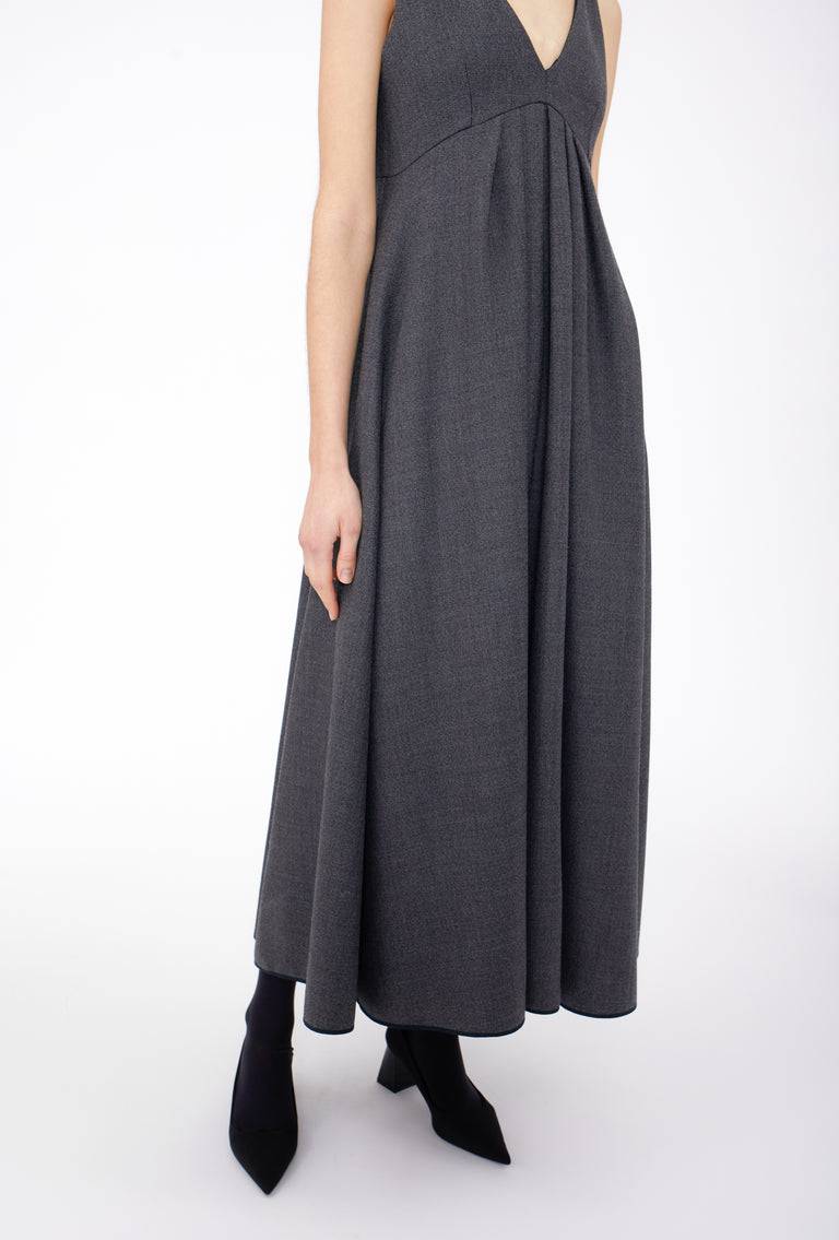Odeeh Savile Row Wool Pique Kleid, Charcoal Großer Ausverkauf