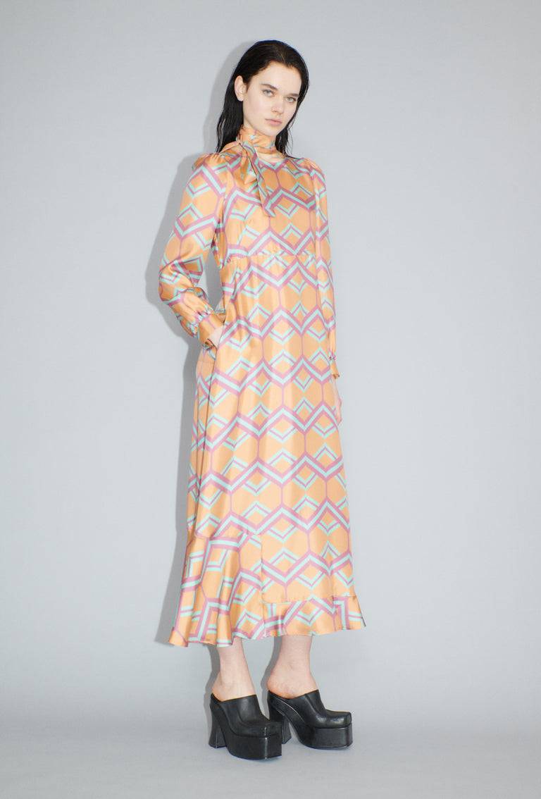 Odeeh Ribbon Zig Zag Kleid, Pale Peach Begrenztes Angebot