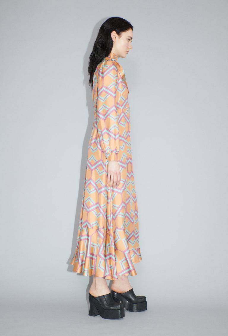 Odeeh Ribbon Zig Zag Kleid, Pale Peach Begrenztes Angebot
