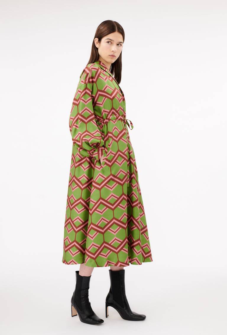 Odeeh Ribbon Zig Zag Kleid, Grass Green Online Shopping