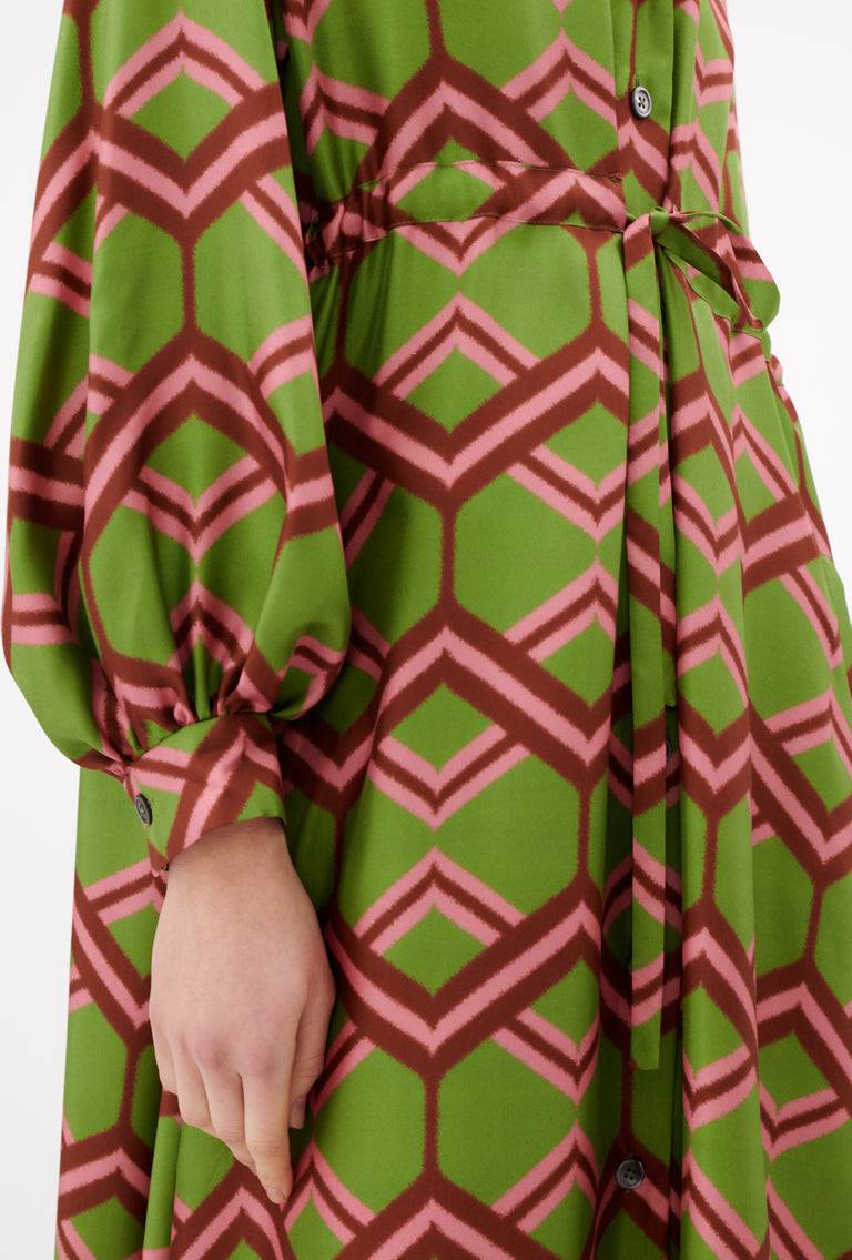 Odeeh Ribbon Zig Zag Kleid, Grass Green Online Shopping