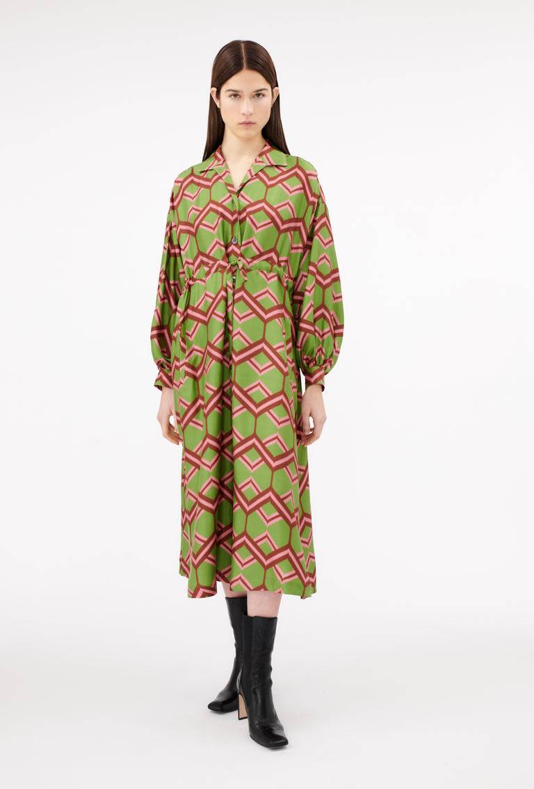 Odeeh Ribbon Zig Zag Kleid, Grass Green Online Shopping