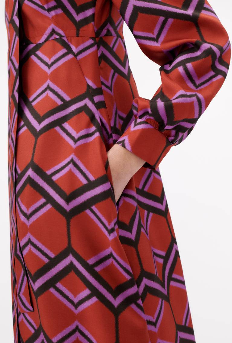 Odeeh Ribbon Zig Zag Kleid, Rusty Red Preisnachlass