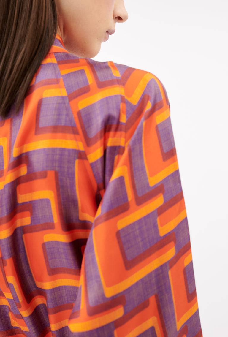 Odeeh Pop Art Maze Kleid, Glowing Orange Black Friday