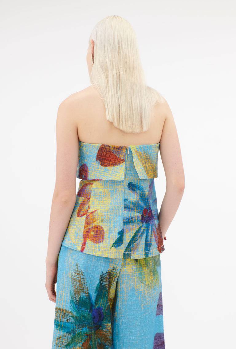 Odeeh Gouache Flowers Top, Caribbean blue Weihnachtsangebot