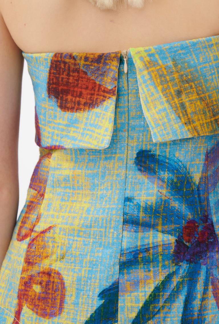 Odeeh Gouache Flowers Top, Caribbean blue Weihnachtsangebot