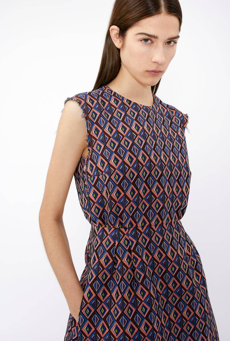 Odeeh Ethno Rhombs Kleid, Sapphire Lagerräumung