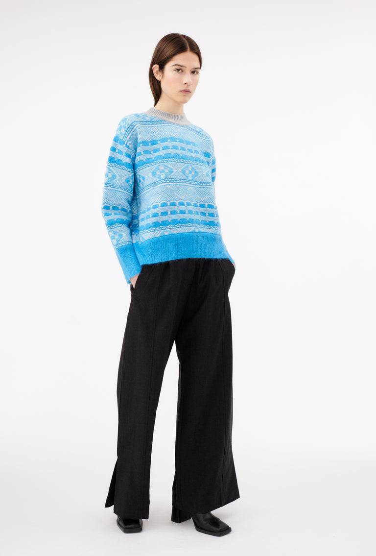 Odeeh Graphic Norwegian Pullover, Himmelblau Exklusive Angebote