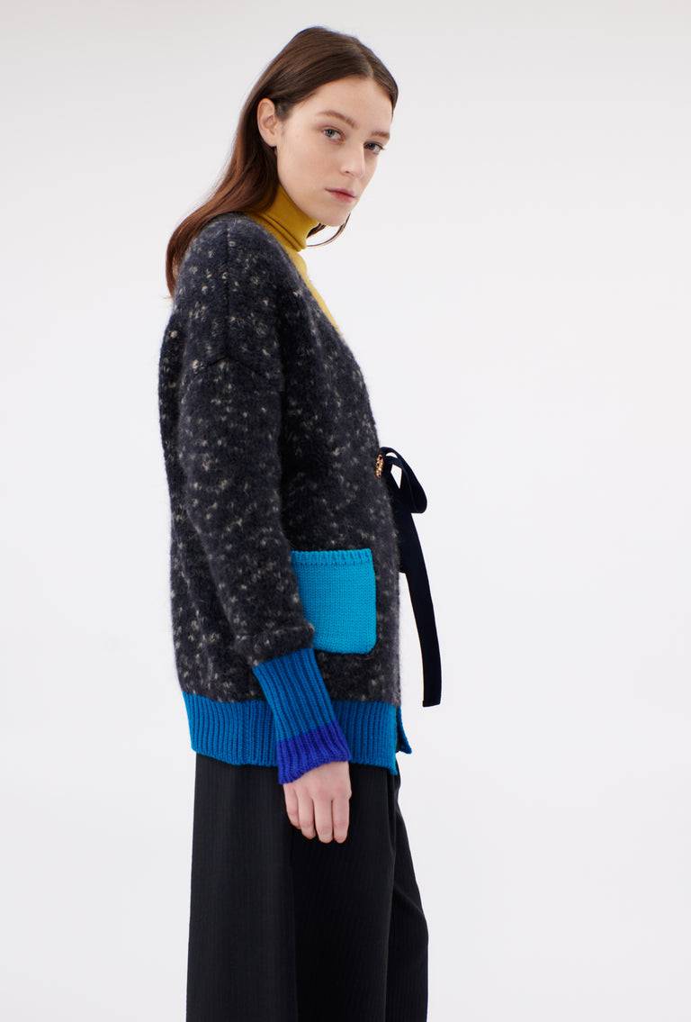 Odeeh Color Block Patch Cardigan, Granite Neuheiten