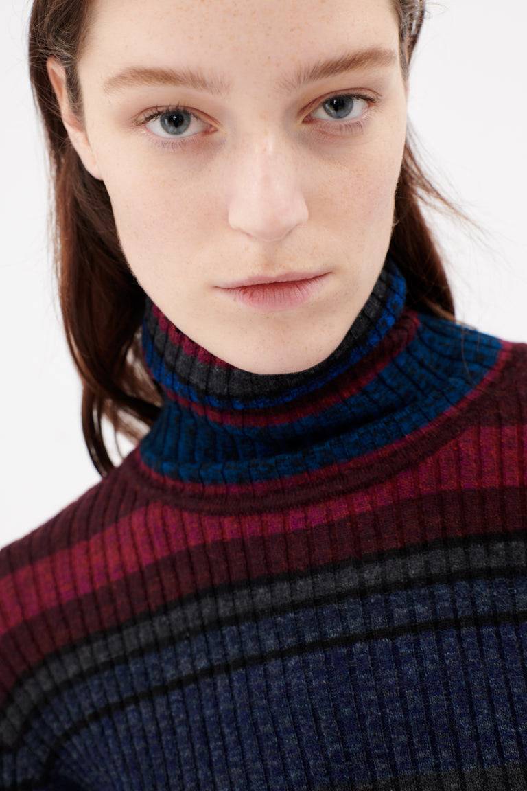Odeeh Placed Stripe Wool Pullover, Vermillion Bestseller