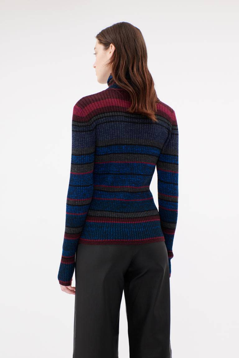 Odeeh Placed Stripe Wool Pullover, Vermillion Bestseller