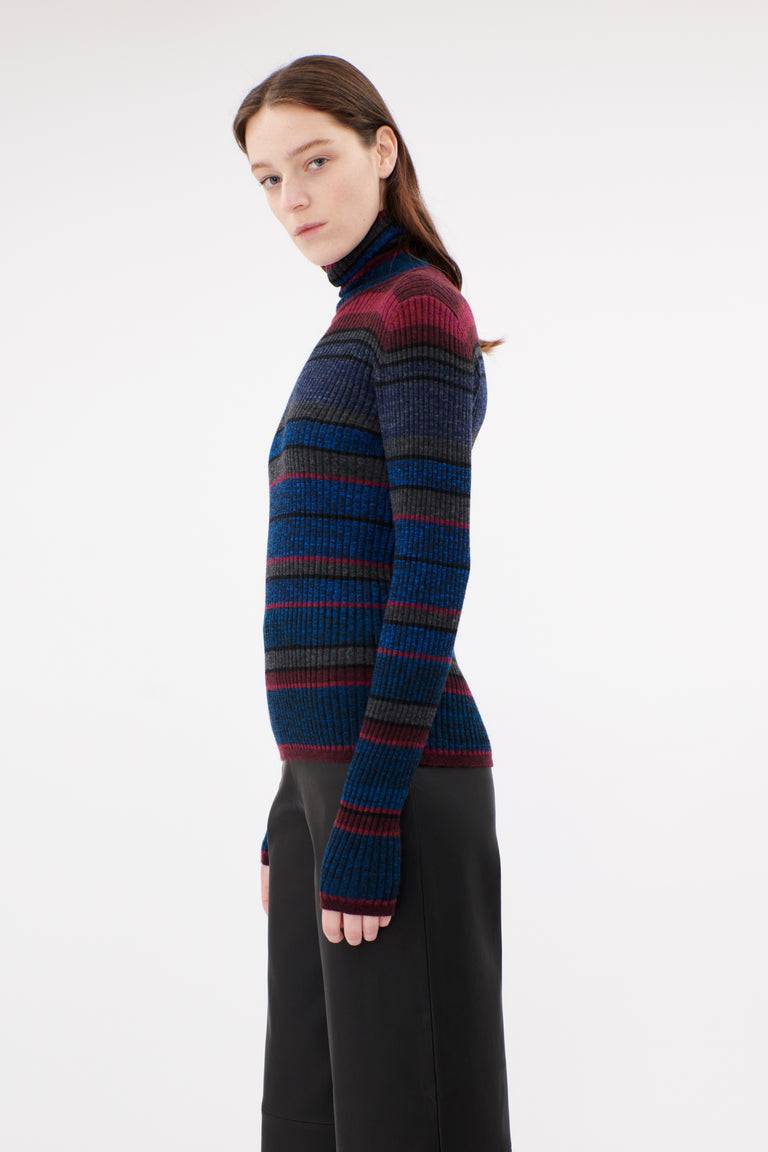 Odeeh Placed Stripe Wool Pullover, Vermillion Bestseller