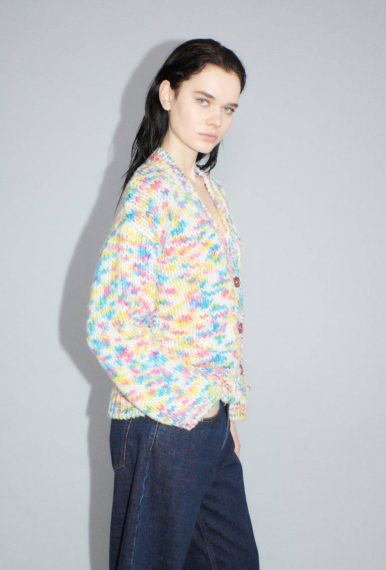 Odeeh Multicolour Printed Wool Cardigan, Candy Letzter Tag