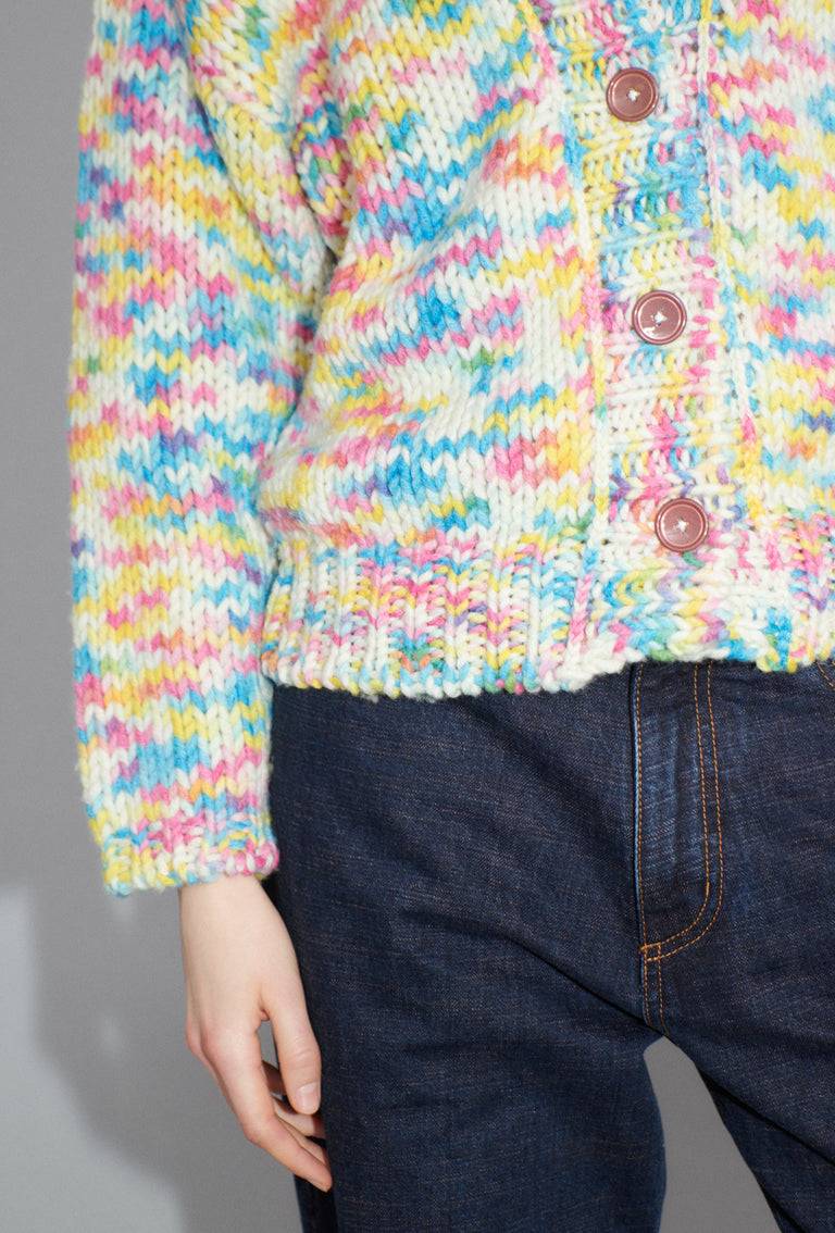 Odeeh Multicolour Printed Wool Cardigan, Candy Letzter Tag