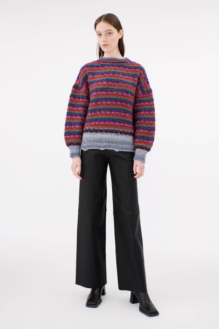 Odeeh Blurry Stripes Wool Pullover, Cinnamon Sonderangebot der Fabrik