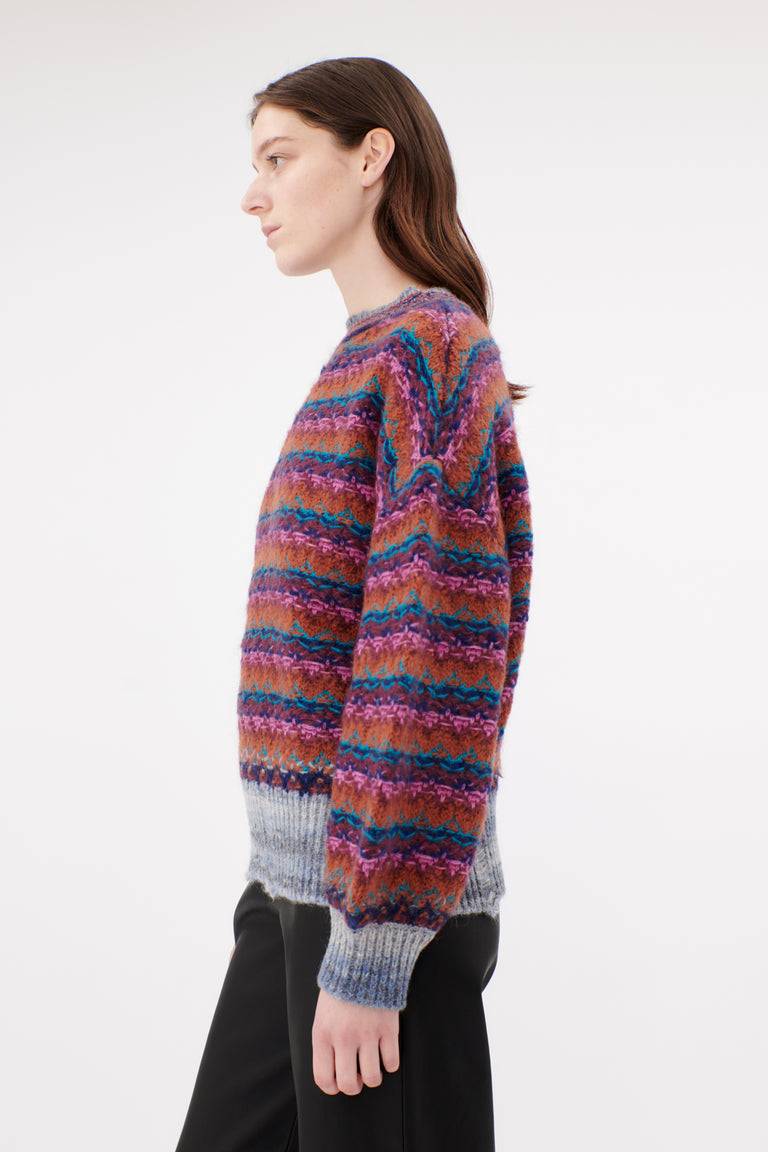 Odeeh Blurry Stripes Wool Pullover, Cinnamon Sonderangebot der Fabrik