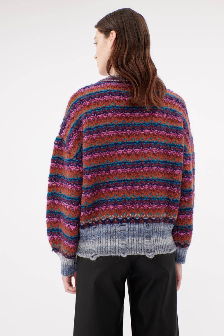 Odeeh Blurry Stripes Wool Pullover, Cinnamon Sonderangebot der Fabrik