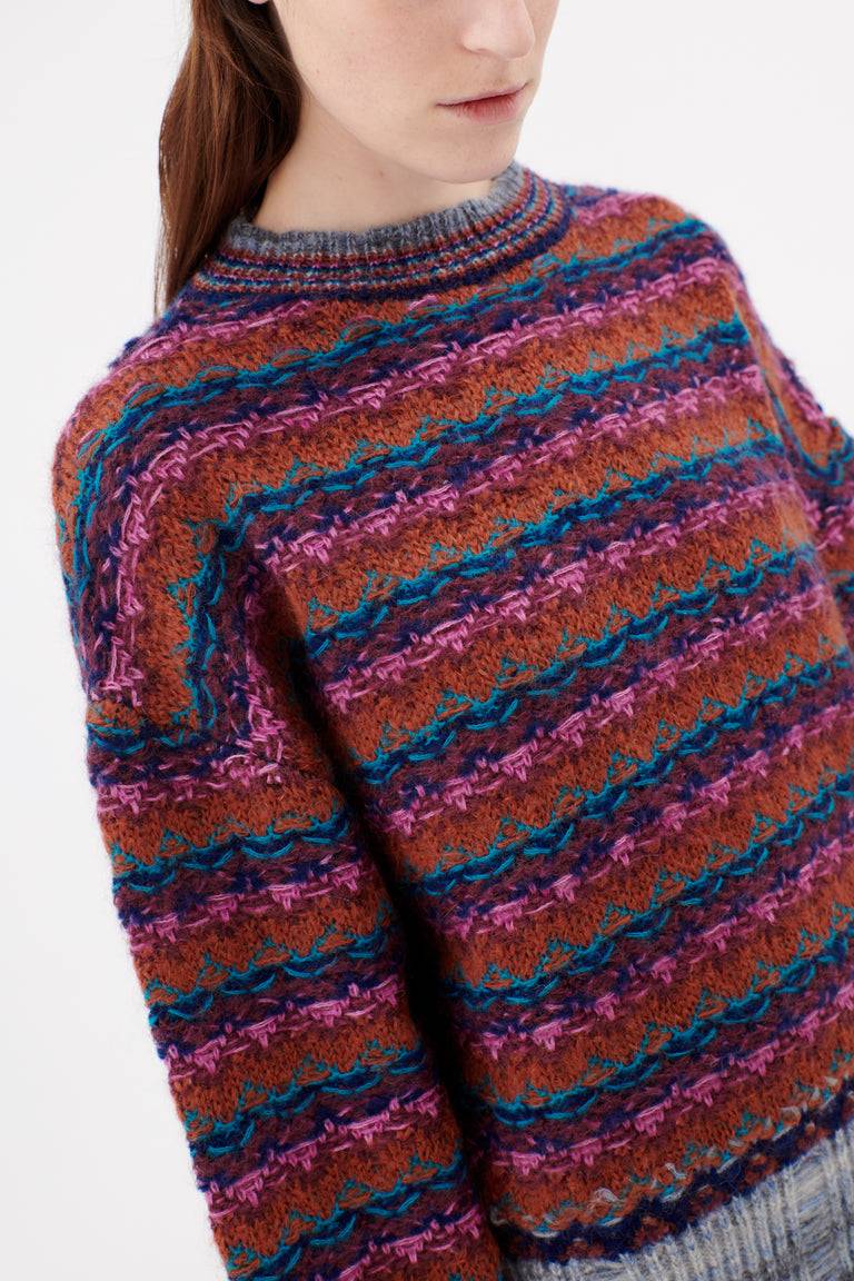 Odeeh Blurry Stripes Wool Pullover, Cinnamon Sonderangebot der Fabrik