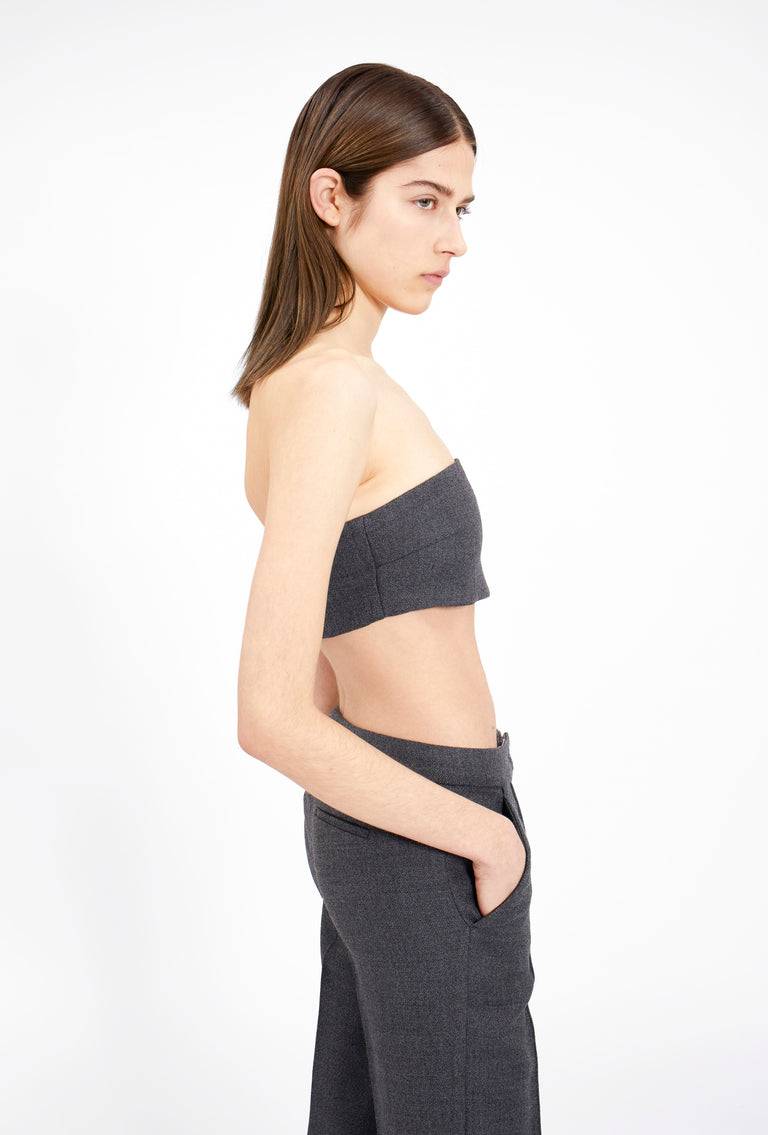 Odeeh Savile Row Wool Pique Top, Charcoal Vierteljährliche Förderung