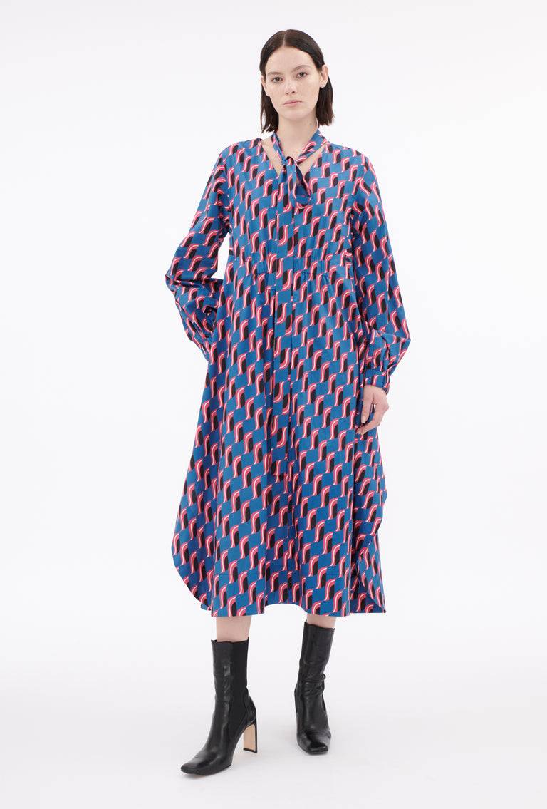 Odeeh Abstract Leaves Kleid, Steel Blue Clearance-Verkauf