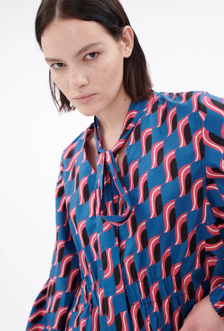 Odeeh Abstract Leaves Kleid, Steel Blue Clearance-Verkauf