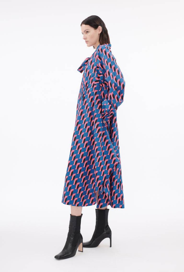 Odeeh Abstract Leaves Kleid, Steel Blue Clearance-Verkauf