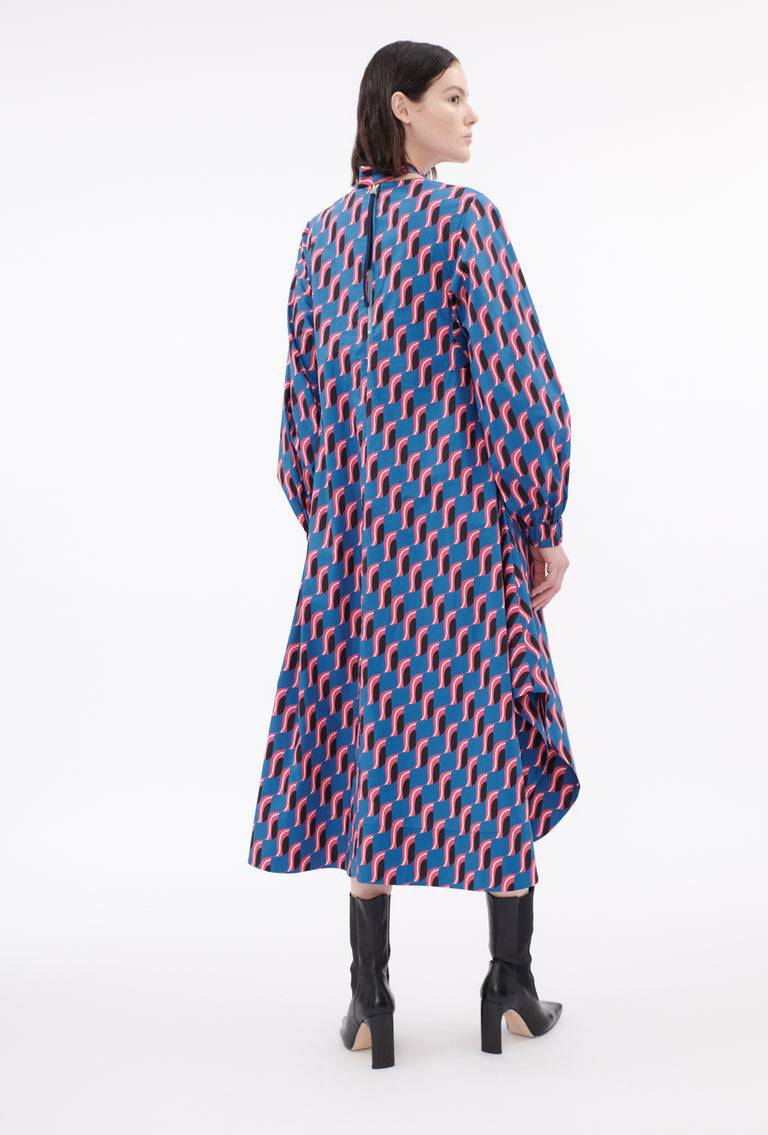 Odeeh Abstract Leaves Kleid, Steel Blue Clearance-Verkauf