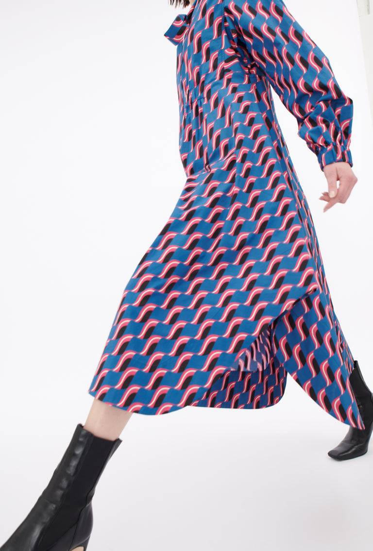 Odeeh Abstract Leaves Kleid, Steel Blue Clearance-Verkauf