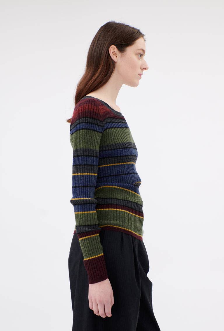 Odeeh Placed Stripe Wool Pullover, Army Green Rabatte dieses Monats
