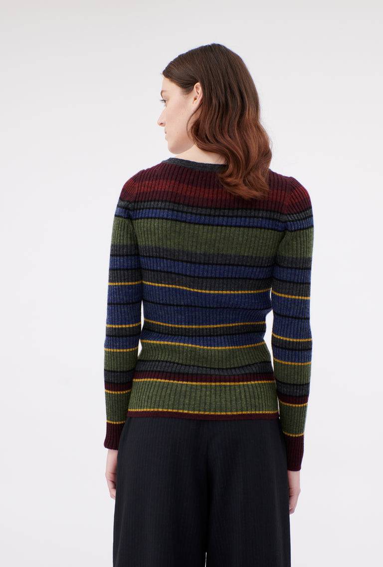 Odeeh Placed Stripe Wool Pullover, Army Green Rabatte dieses Monats