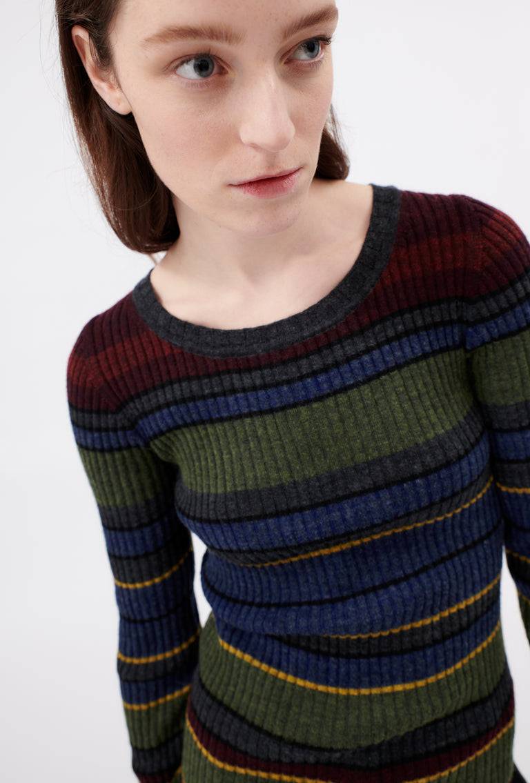 Odeeh Placed Stripe Wool Pullover, Army Green Rabatte dieses Monats