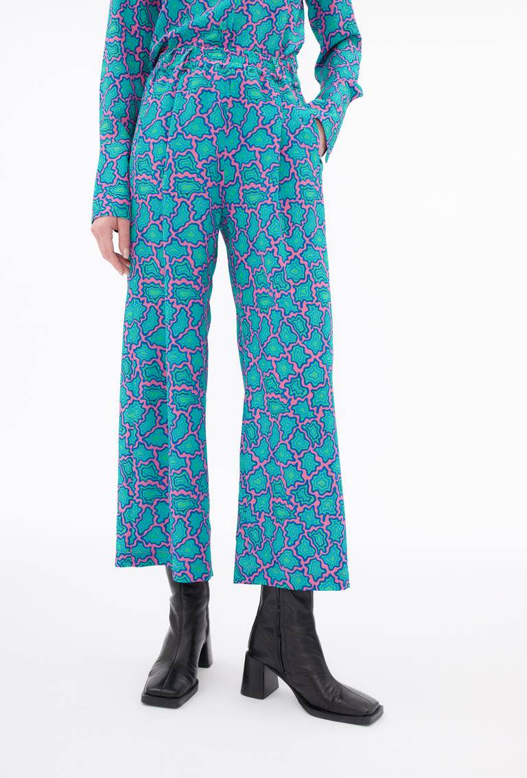 Odeeh Memphis Achats Crepe de Chine Hose, Carribean Green Verkauf