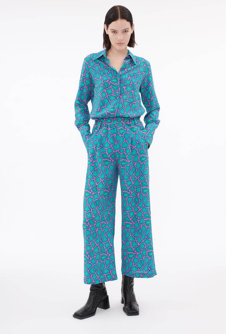 Odeeh Memphis Achats Crepe de Chine Hose, Carribean Green Verkauf